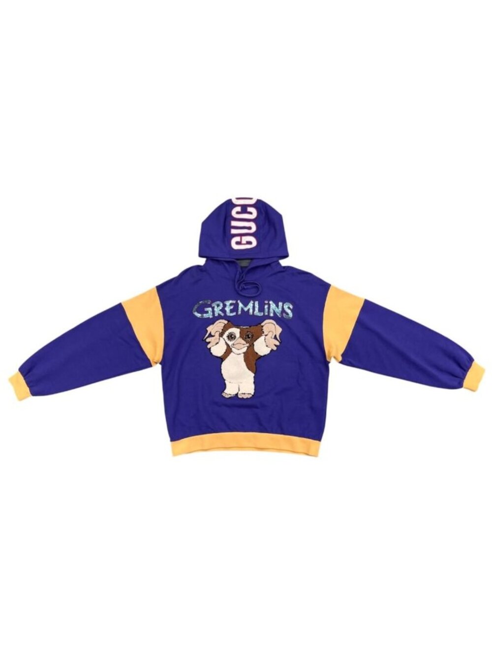 Gucci Hoodie Gremlin Gizmo Sweatshirt Cotton Sequin Logo Purple Yellow M